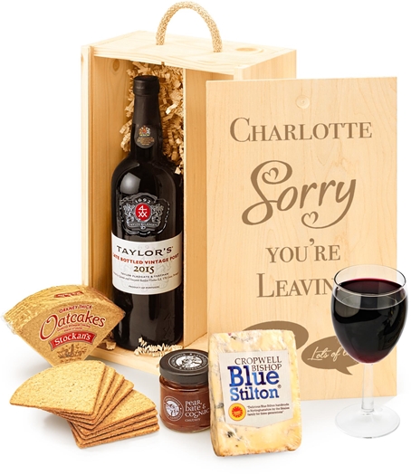 Retirement Port & Stilton Classic Gift Box With Engraved Personalised Lid